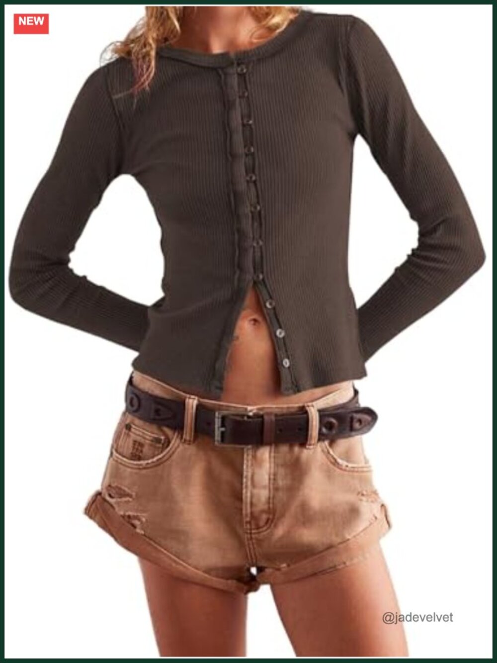 Ribbed Knit Button Down Cardigan Long Sleeve Fitted Y2K Top